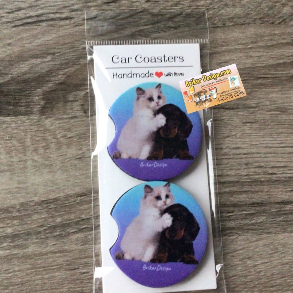 Sous-verre pour porte gobelet chat et chien