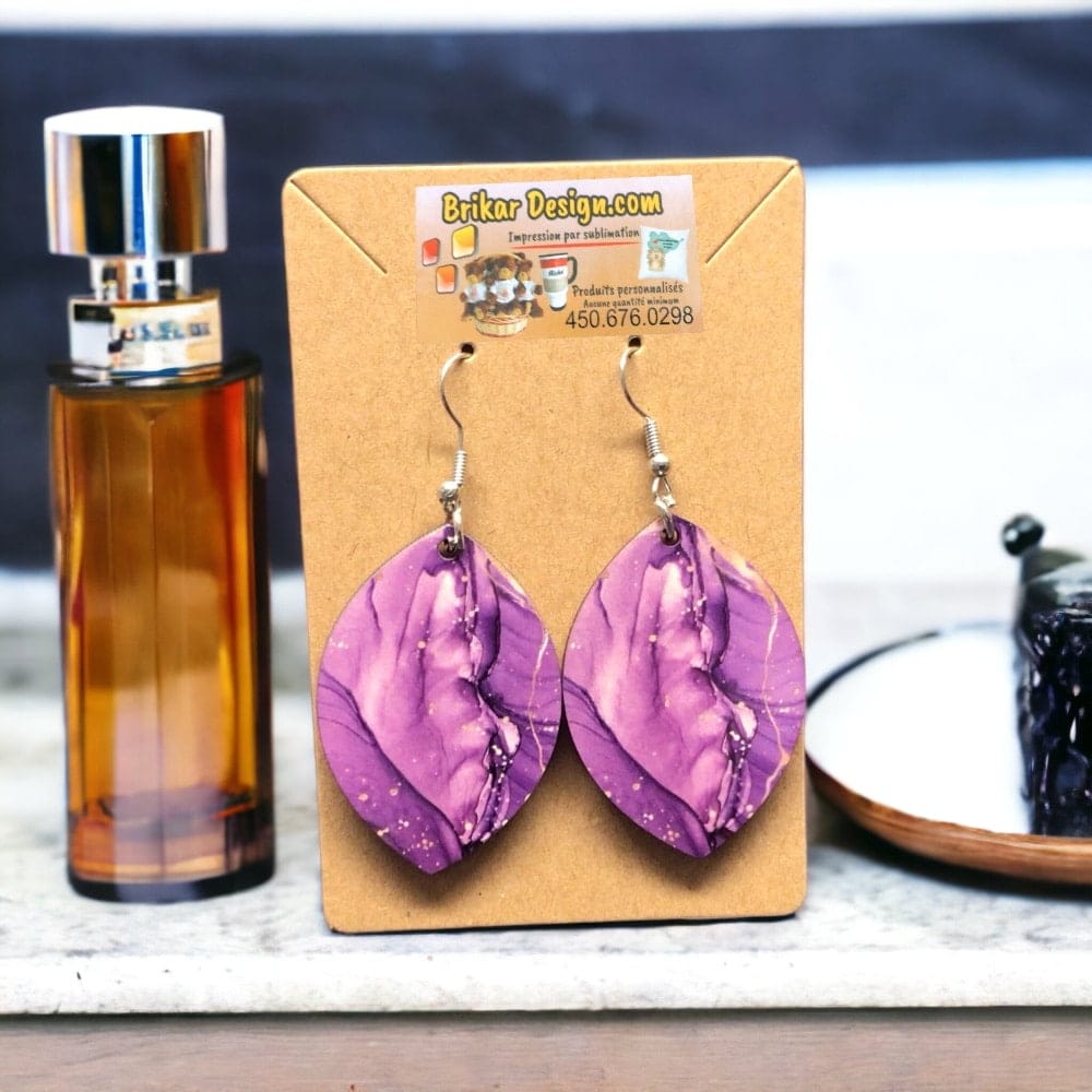 Boucles d'Oreilles Originales Ivoire/Violet/Mauve/Parme
