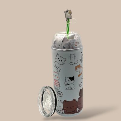 Tumbler Döme chat avec paille et bouchon dans le mëme thème