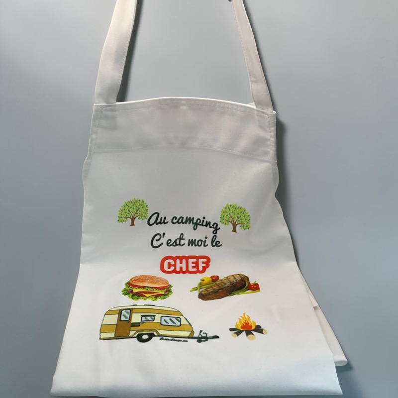 Tablier"Au camping c'est moi le cher", création artisanale BrikarDesign