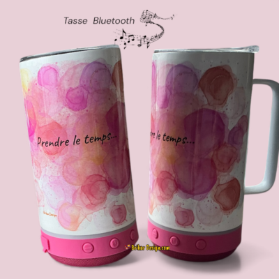 Tasse Bluetooth marbré rose Prendre le temps