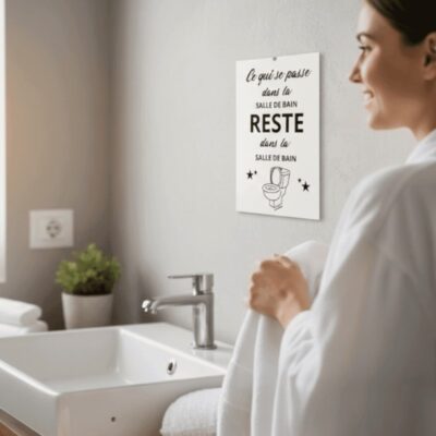 Cadre humoristique Ce qui se passe dans la salle de bain reste dans la salle de bain